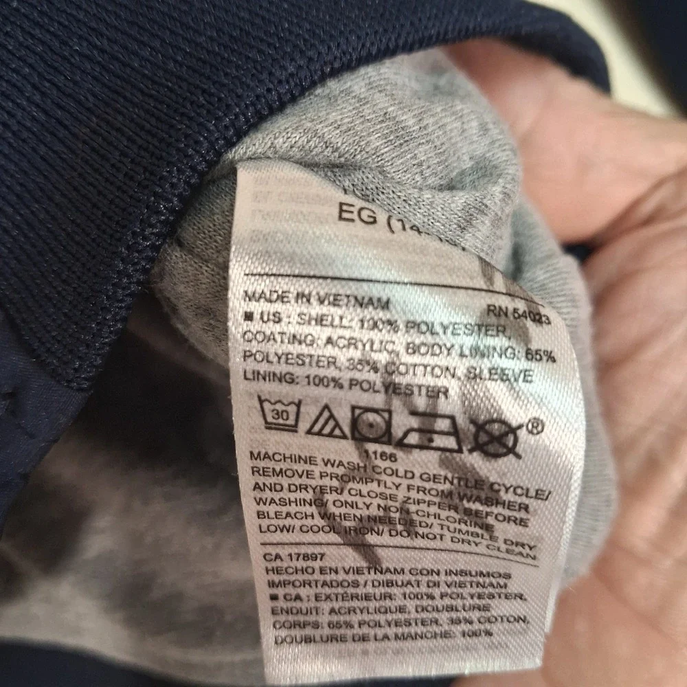 Old Navy Hooded Bomber Jacket Boy XL 14-16 Navy Blue Zip Lightweight Windbreaker